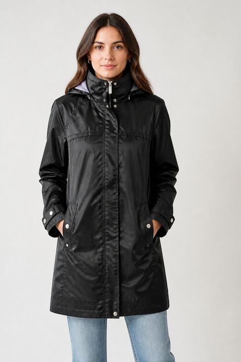 Calvin Klein Jackets & Blazers - Calvin Klein Black Hooded Raincoat Size L